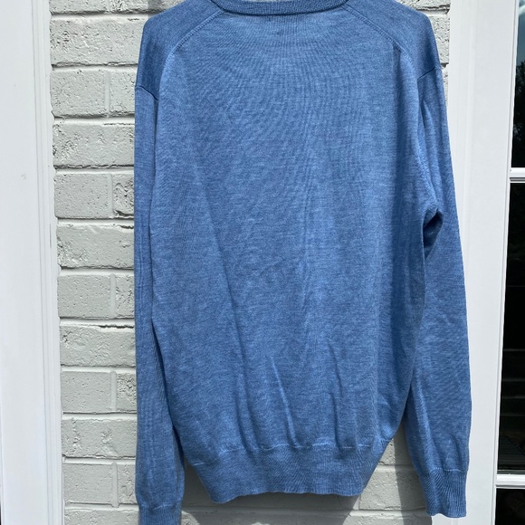Peter Millar V-Neck Sweater long sleeve merino wool blue Large - Picture 4 of 16